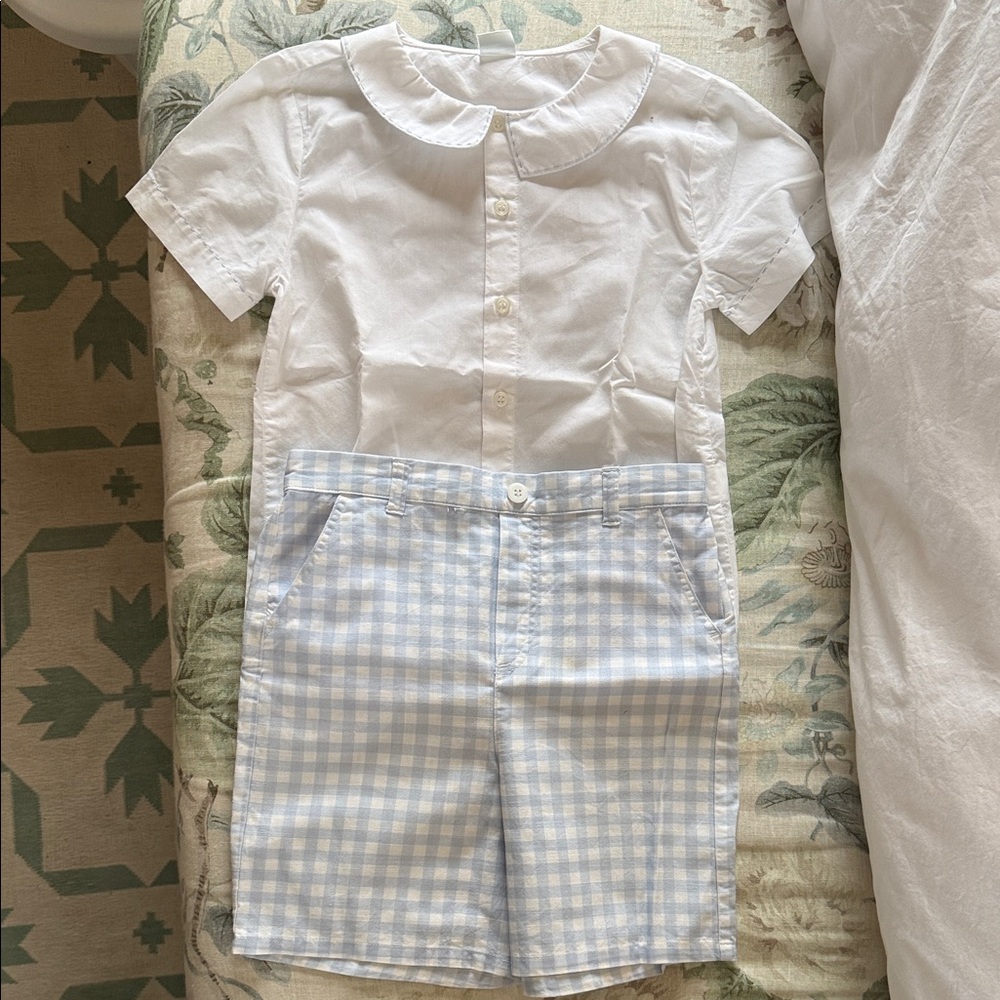 Edgehill Collection White and Blue Stitching Shirt